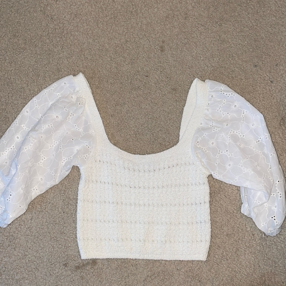 Puffy Sleeve White Top